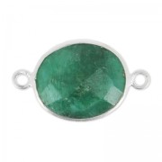 Distanziatore pietra sfaccettata 2 anelli11x13mm castone Argento 925 / Emerald teinté x1|raw }}