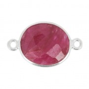 Distanziatore pietra sfaccettata 2 anelli 11x13mm castone Argento 925 / Ruby dipinto x1|raw }}