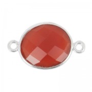 Distanziatore pietra sfaccettata11x13mm castone Argento 925 imitazione Corniola x1|raw }}