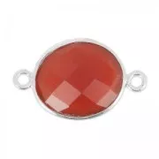 Distanziatore pietra sfaccettata11x13mm castone Argento 925 imitazione Corniola x1