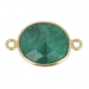 Distanziatore 2 anelli 11x13mm castone Argento 925 Placcato oro / Smeraldo tintox1