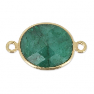 Distanziatore 2 anelli 11x13mm castone Argento 925 Placcato oro / Smeraldo tintox1