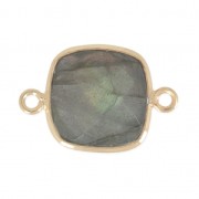 Distanziatore 2 anelli 11mm castone Argento 925 Placcato oro/ Labradorite x1|raw }}