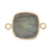 Distanziatore 2 anelli 11mm castone Argento 925 Placcato oro/ Labradorite x1