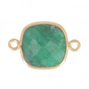 Distanziatore 2 anelli 11mm castone Argento 925 Placcato oro / Smeraldo dipinto x1|raw }}