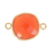 Distanziatore 2 anelli 11mm castone Argento 925 Placcato oro imitazion Corniola x1|raw }}