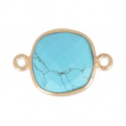 Distanziatore 2 anelli 11mm castone Argento 925 Placcato oro / Turchese x1|raw }}