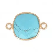 Distanziatore 2 anelli 11mm castone Argento 925 Placcato oro / Turchese x1