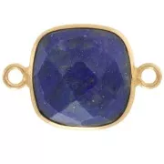 Distanziatore2 anelli 11mm castone Argento 925 Placcato oro / Lapis lazuli x1