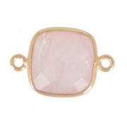 Distanziatore 2 anelli 11mm castone Argento 925 Placcato oro / Quarzo rosa x1|raw }}