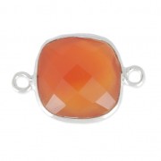 Distanziatore pietra sfaccettata 11mm castone Argento 925 - Corniola x1