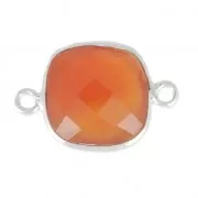 Distanziatore pietra sfaccettata 11mm castone Argento 925 - Corniola x1