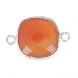 Distanziatore pietra sfaccettata 11mm castone Argento 925 - Corniola x1