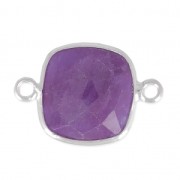 Distanziatore pietra sfaccettata 2 anelli 11mm castone Argento 925 / Ametista  x1|raw }}
