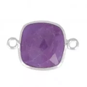 Distanziatore pietra sfaccettata 2 anelli 11mm castone Argento 925 / Ametista  x1