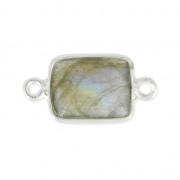 Distanziatore rettangolo 2 anelli 10x8mm castone Argento 925/Labradorite x1|raw }}