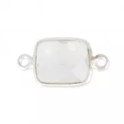 Distanziatore rettangolo 2 anelli 10x8mm castone Argento 925/Quarzo rosa x1