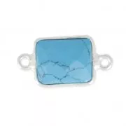 Distanziatore rettangolo 2 anelli 10x8mm castone Argento 925 / Turchese x1