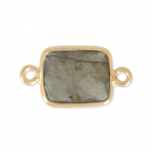 Distanziatore rettangolo 2 anelli 10x8mm Argento 925 Placcato oro / Labradorite x1