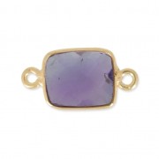Distanziatore rettangolo 2 anelli 10x8mm Argento 925 Placcato oro / Ametista x1|raw }}