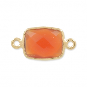 Distanziatore rettangolo 2 anelli 10x8mm Argento 925 Placcato oro imit Corniola x1