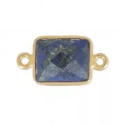 Distanziatore rettangolo 2 anelli 10x8mm Argento 925 Placcato oro / Lapis lazuli x1
