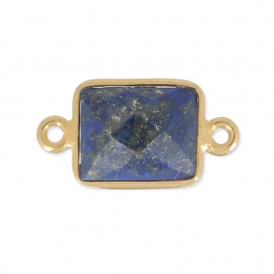 Distanziatore rettangolo 2 anelli 10x8mm Argento 925 Placcato oro / Lapis lazuli x1