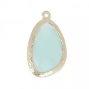 Pendente pietra sfaccettata dorato/Chrysophase x1