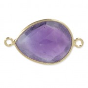 Distanziatore 2 anelli castone Argento 925 Placcato oro / Ametista x1