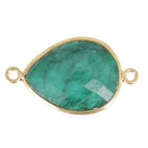 Distanziatore 2 anelli castone Argento 925 Placcato oro / Dyed Emerald