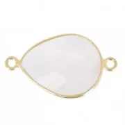 Distanziatore 2 anelli castone Argento 925 Placcato oro / Quarzo rosa x1