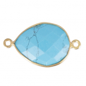 Distanziatore 2 anelli astone Argento 925 Placcato oro / imitazione Turchesex1