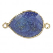 Distanziatore 2 anelli 13 x 17 mm castone Argento 925 Placcato oro /Lapis  x1|raw }}