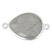 Distanziatore pietra sfaccettata 2 anelli 13 x 17mm castone Argento 925/Labradorite x1|raw }}