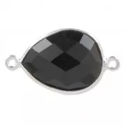 Distanziatore pietra sfaccettata 2 anelli 13 x 17mm castone Argento 925/Black Onyxx1