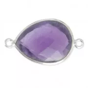 Distanziatore pietra sfaccettata 2 anelli 13 x 17mm castone Argento 925/Améthyste x1