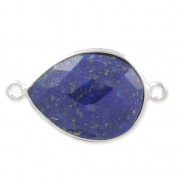 Distanziatore pietra sfaccettata 2 anelli 13 x 17mm castone Argento 925/Lapis  x1|raw }}