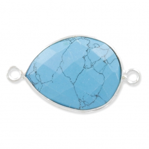 Distanziatore pietra sfaccettata 2 anelli 13 x 17mm castone Argento 925/ imitazione Turchesex1