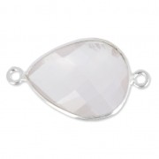 Distanziatore pietra sfaccettata 2 anelli 13x17mm castone Argento 925/ Quartz rosex1|raw }}