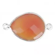 Distanziatore pietra sfaccettata 13 x 17 mm castone Argento 925 imitaCornaline  x1