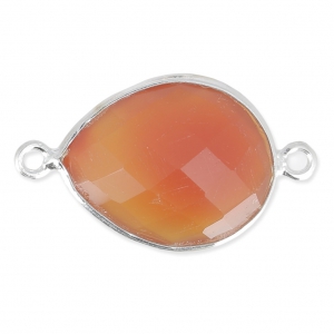 Distanziatore pietra sfaccettata 13 x 17 mm castone Argento 925 imitaCornaline  x1