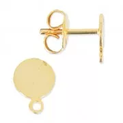 Orecchini a perno base e anello mm. 6 Dorato con oro fino x2
