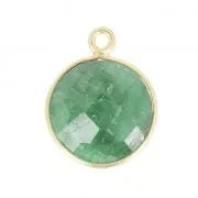 Pendentif 12mm castone Argento 925 Placcato oro / Chrysoprase x1