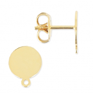 Orecchini a perno disco mm. 8 Dorato con oro fino x2