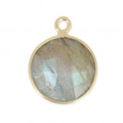 Pendente  12mm castone Argento 925 Placcato oro / Labradorite x1