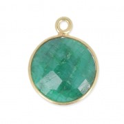 Pendente  12mm castone Argento 925 Placcato oro/Dyed Emerald|raw }}
