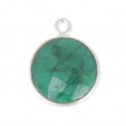Pendente 12mm castone Argento 925 / Dyed Emerald