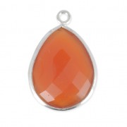 Pendente  goccia 13x17mm castone Argento 925 imitazione  Corniola x1
