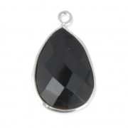 Pendente goccia 13x17mm castone Argento 925 / Black Onyx x1