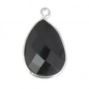 Pendente goccia 13x17mm castone Argento 925 / Black Onyx x1